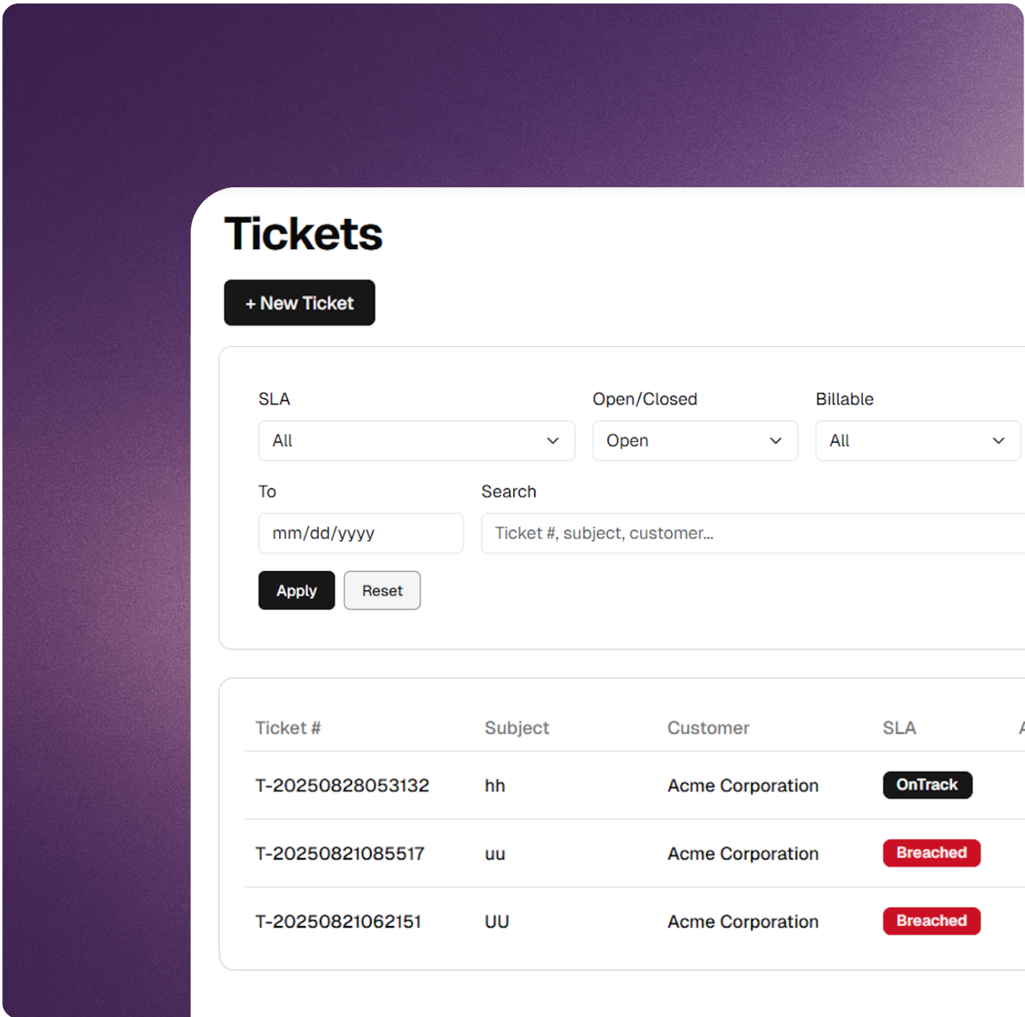 Rewan Help Desk ticket capture interface